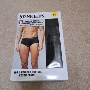 Stanfield's Mens Underwear 6 Pack Briefs Black Small Cotton Stretch NEW